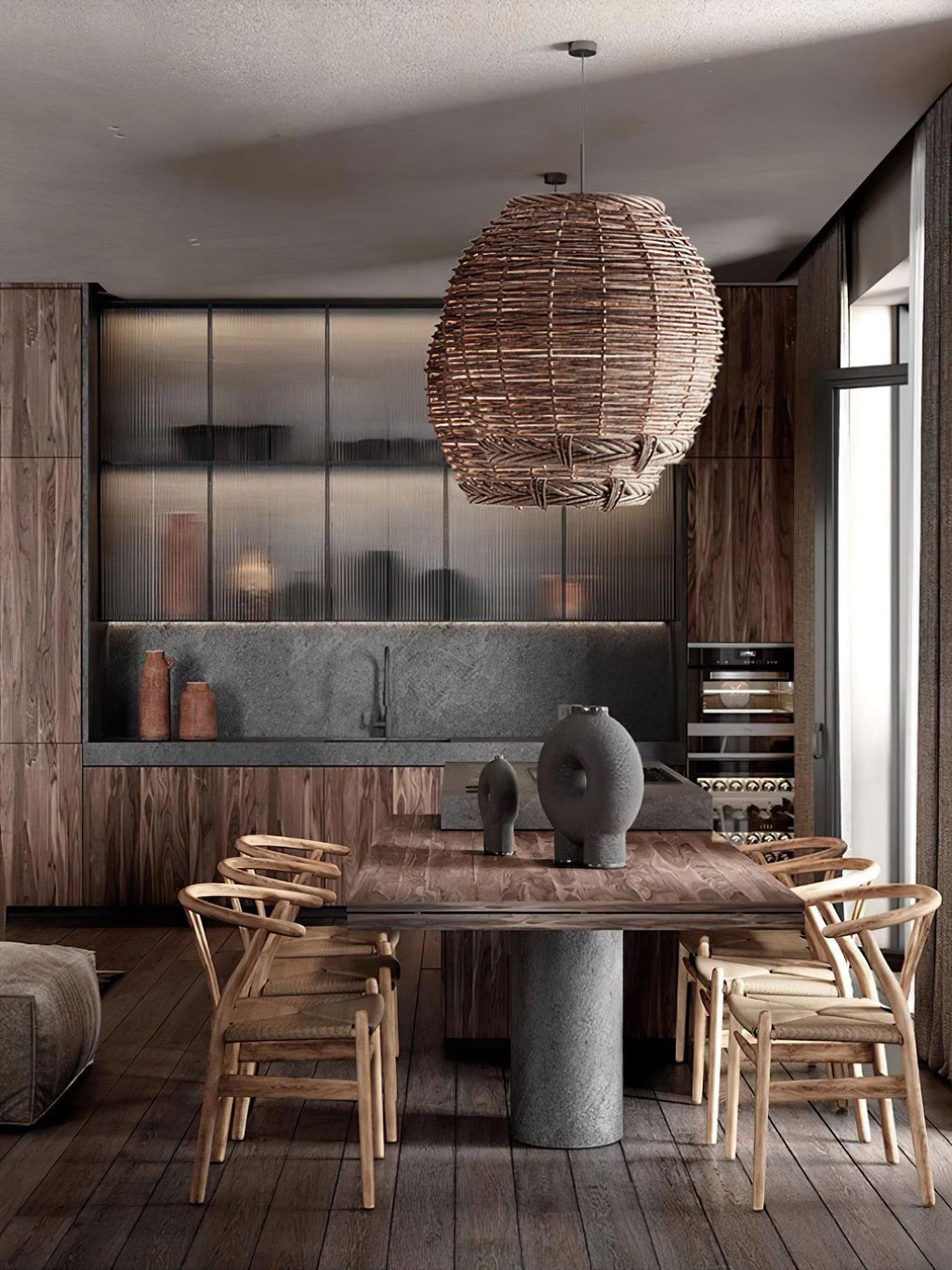 Milrenara Rattan Pendant Light-Moonnatur