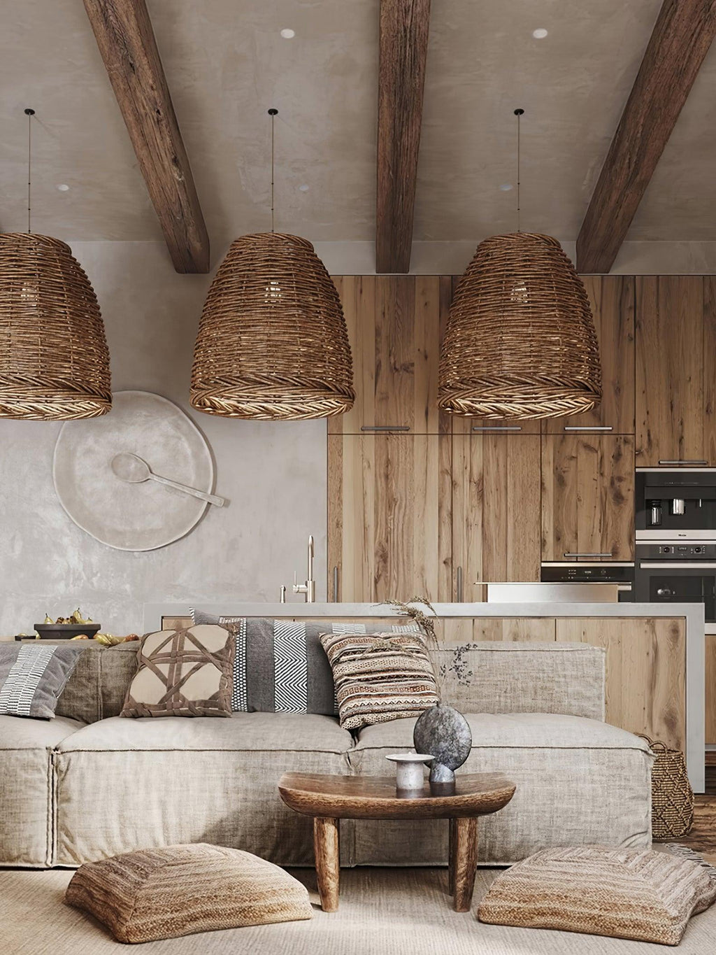 Milrenara Rattan Pendant Light-Moonnatur