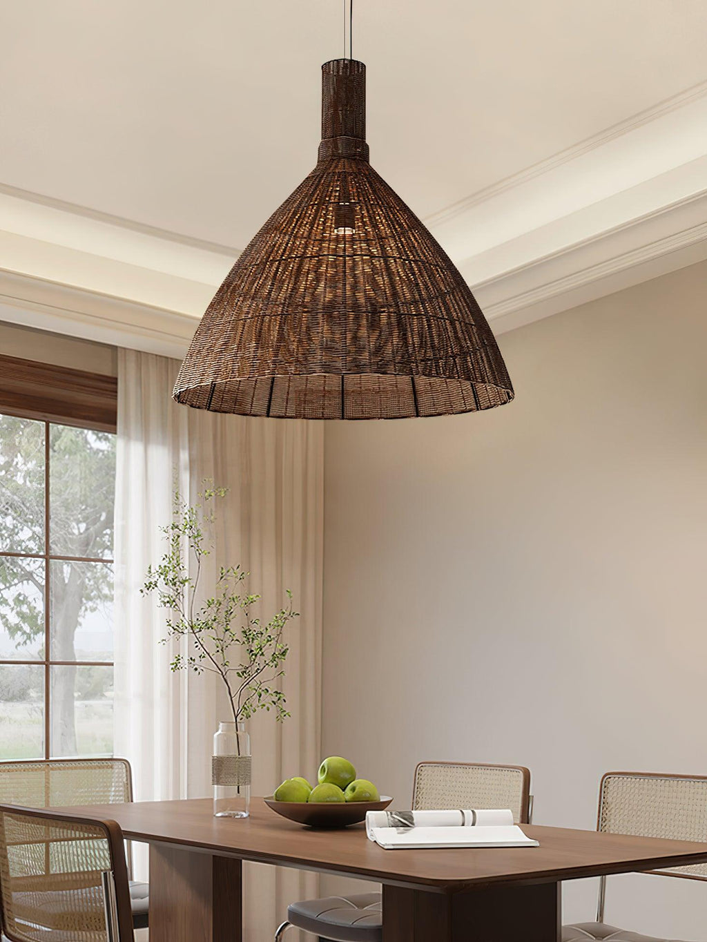 Norrenena Rattan Pendant Light-Moonnatur