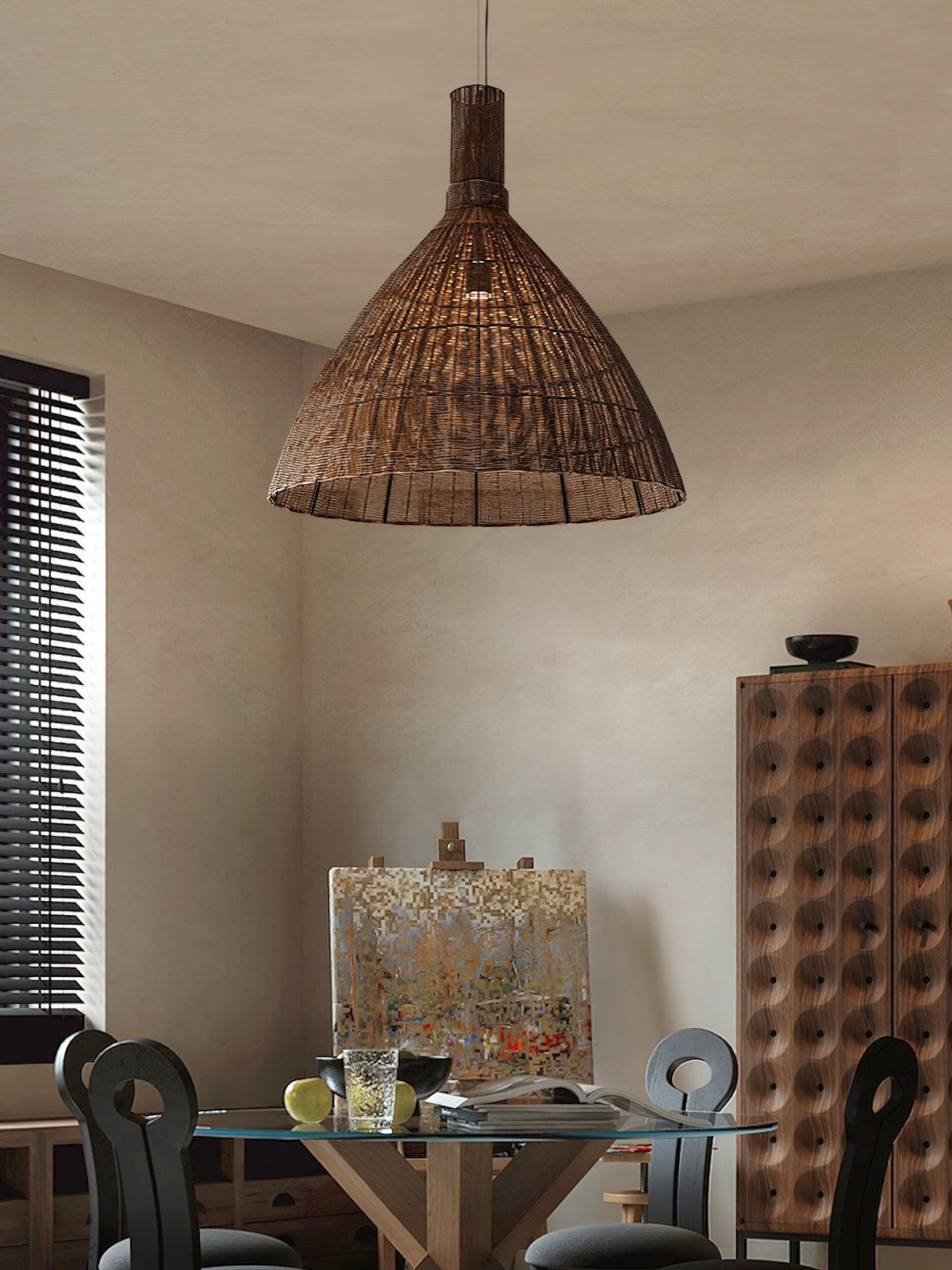 Norrenena Rattan Pendant Light-Moonnatur