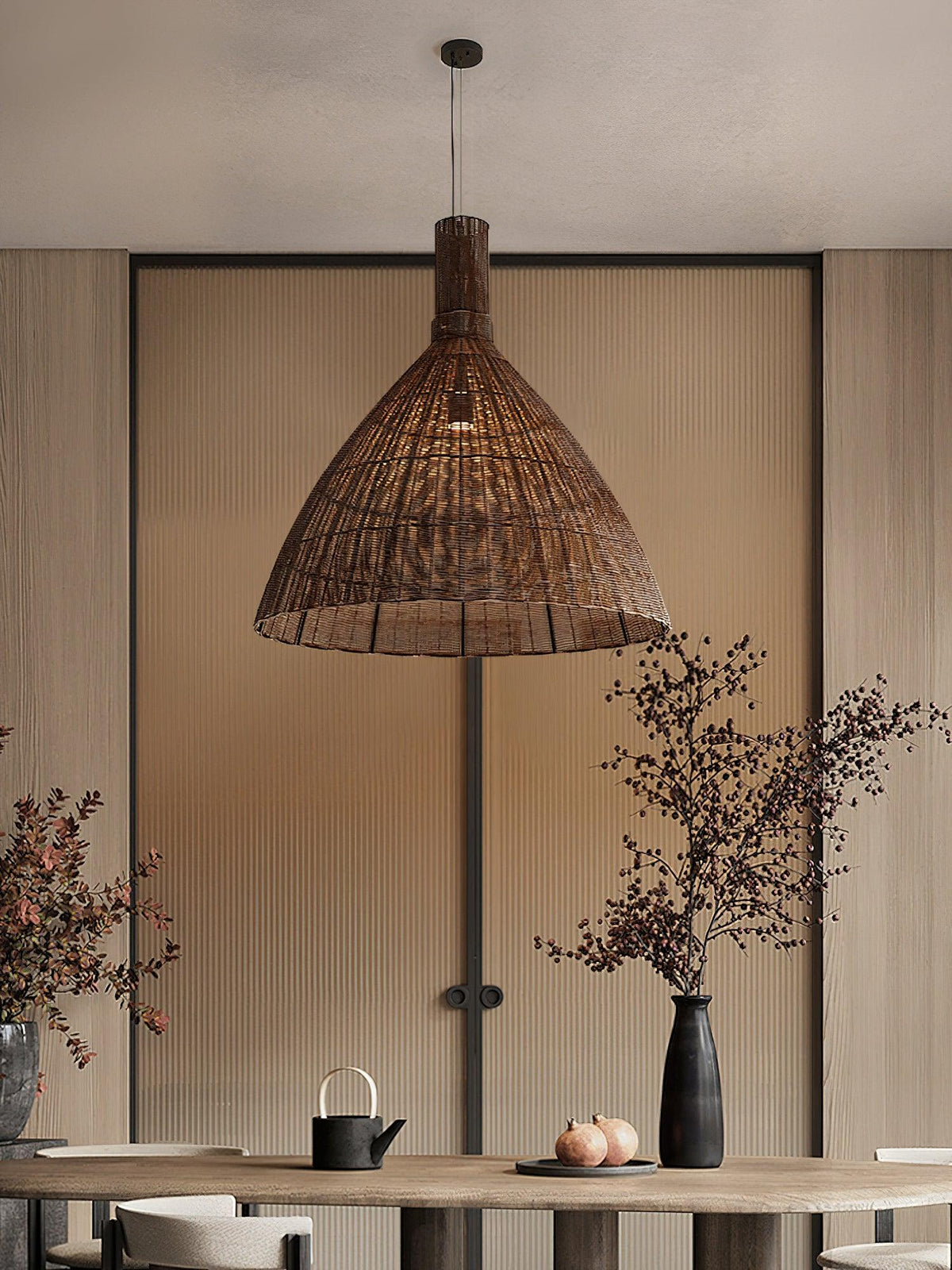 Norrenena Rattan Pendant Light-Moonnatur