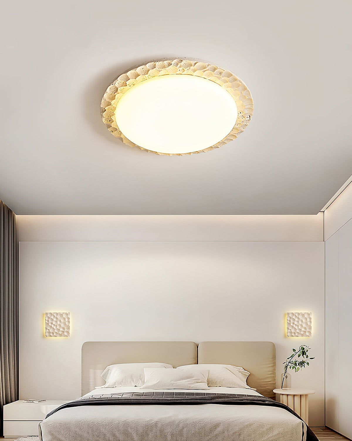 Kesterbrook Travertine Ceiling Light-Moonnatur