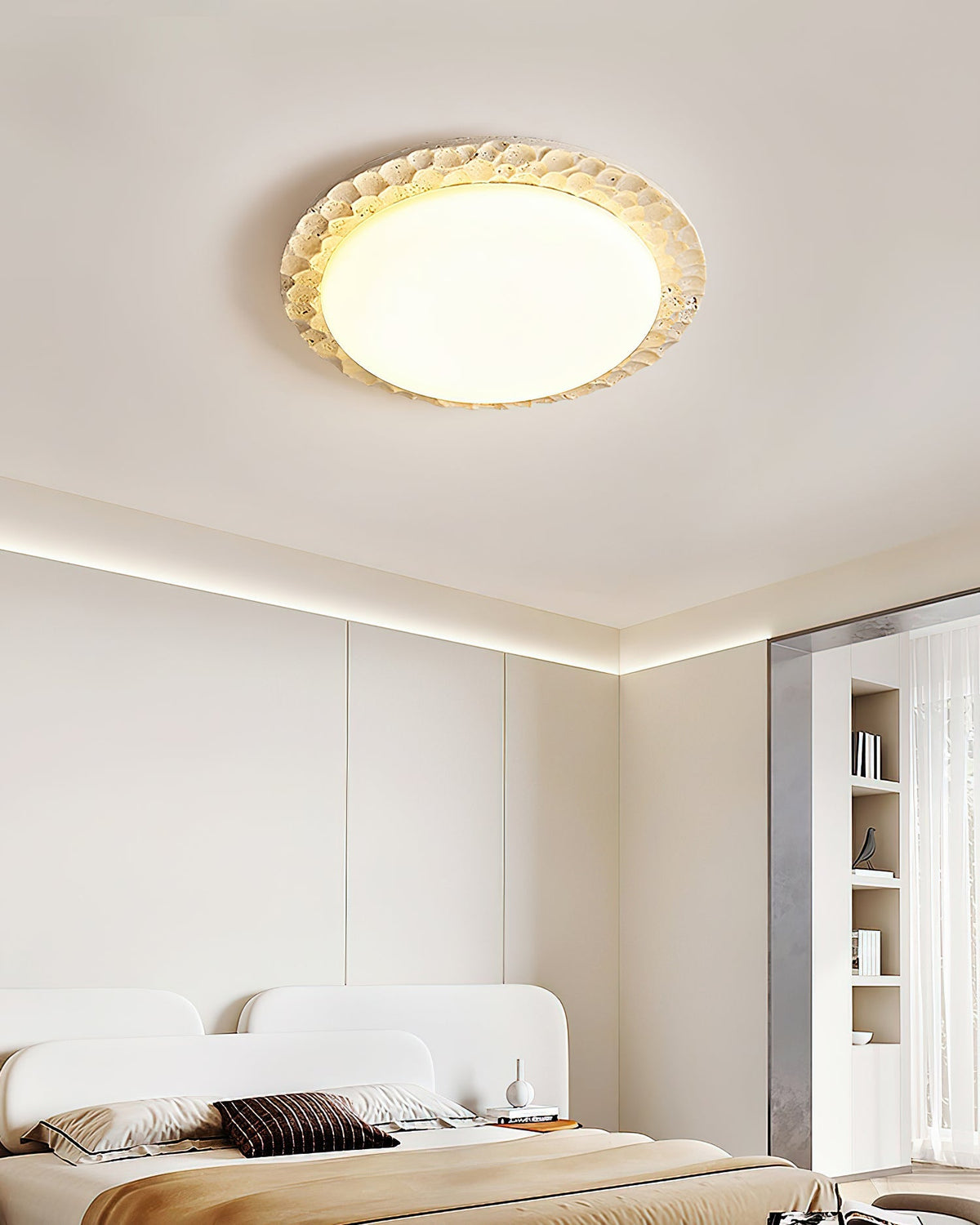 Kesterbrook Travertine Ceiling Light-Moonnatur