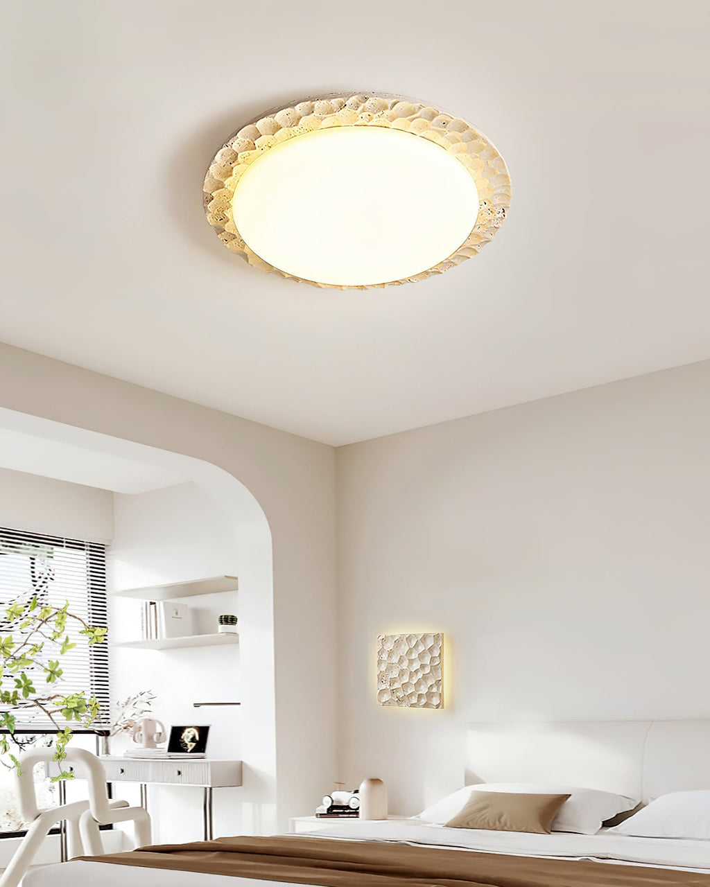 Kesterbrook Travertine Ceiling Light-Moonnatur