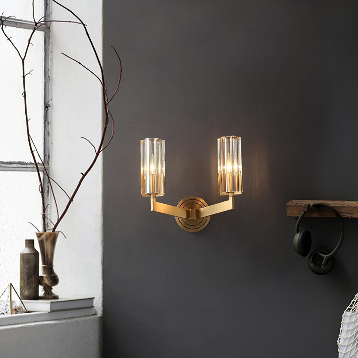 Lyrenara Glass Wall Light-Moonnatur