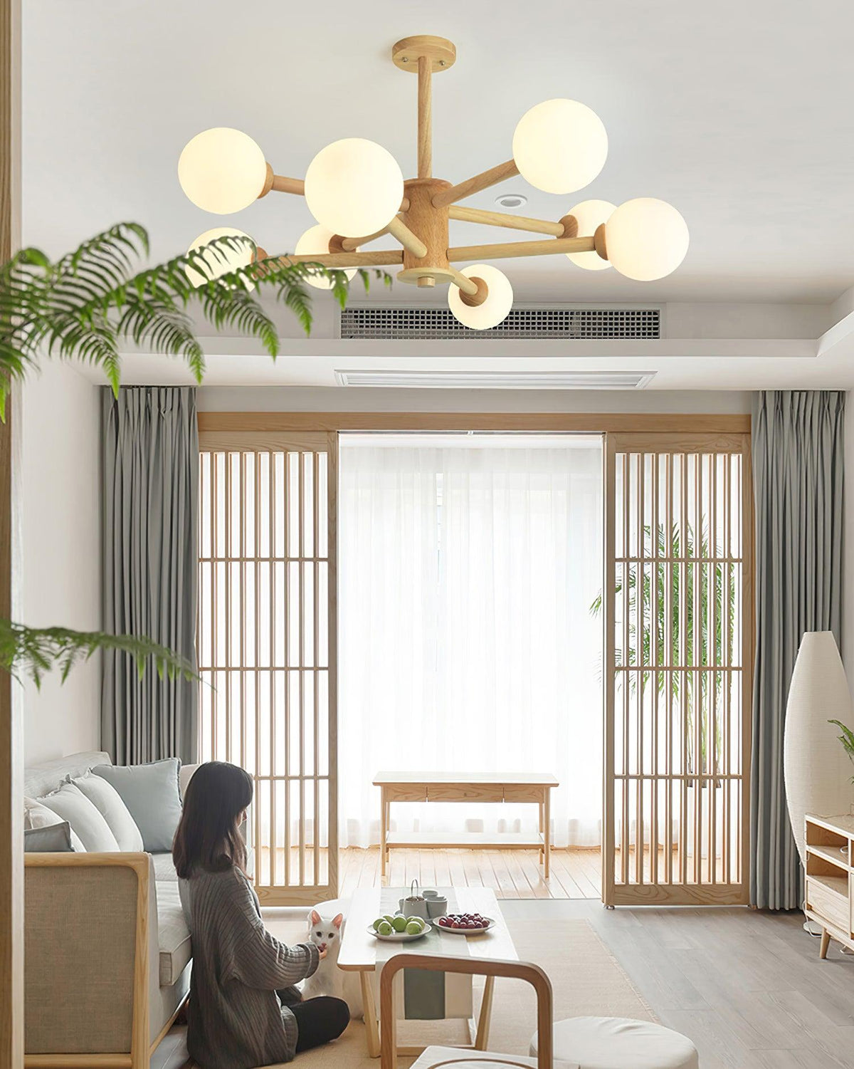 Laelia Wood Chandelier-Moonnatur
