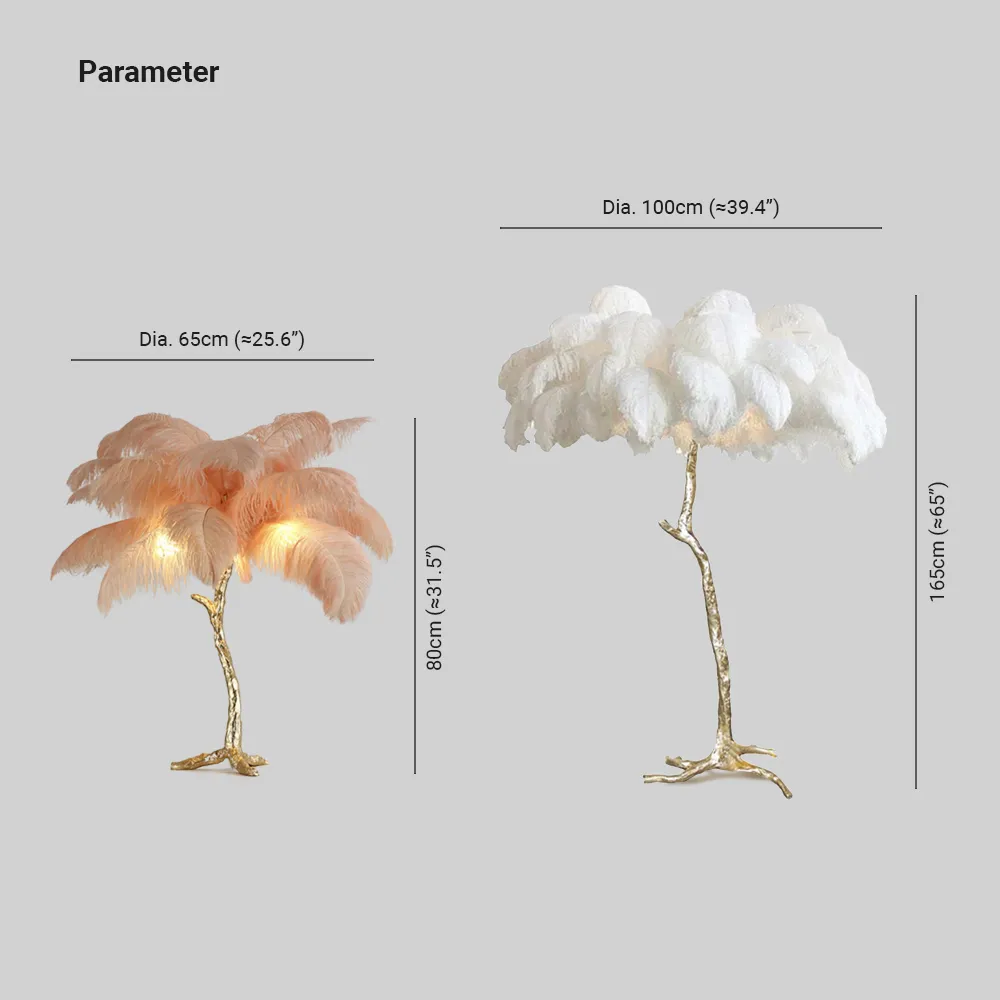 O'Moore Nordic Luxury Unique Ostrich Feather Floor Lamp/Table Lamp - Neutralighting