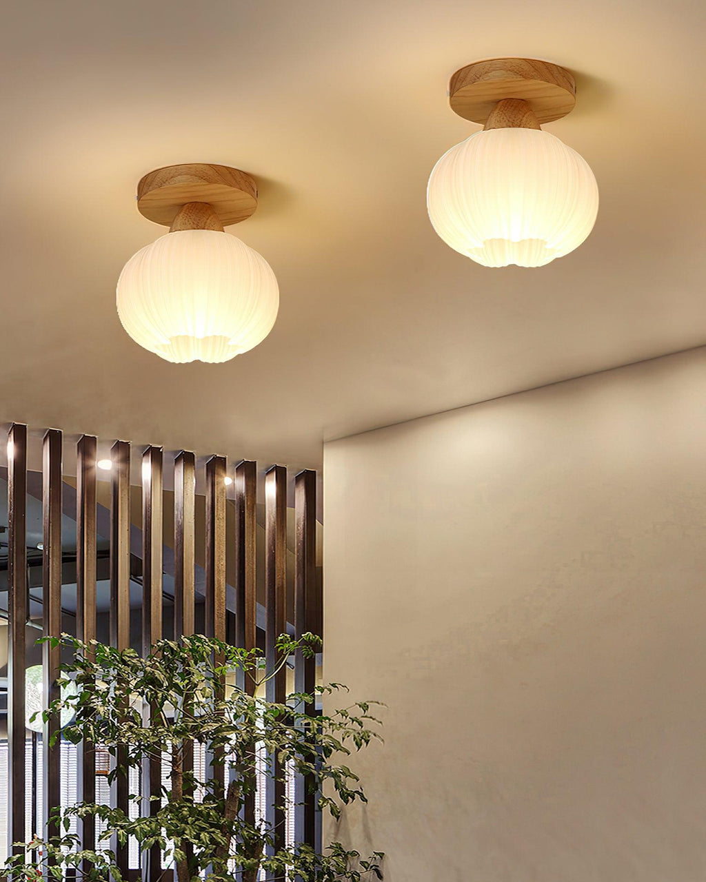 Qivara Wood Ceiling Lamp-Moonnatur