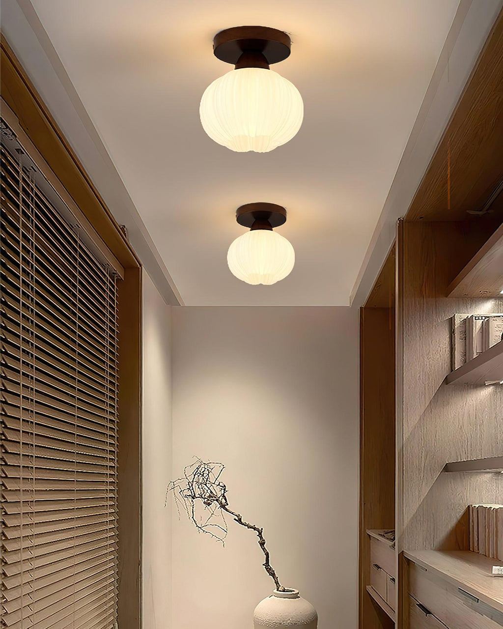 Qivara Wood Ceiling Lamp-Moonnatur