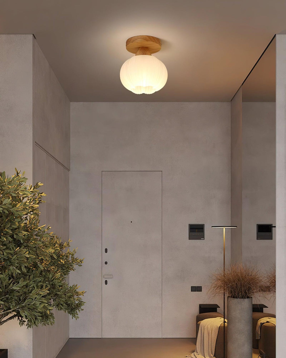 Qivara Wood Ceiling Lamp-Moonnatur