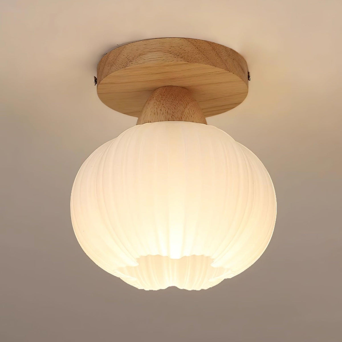 Qivara Wood Ceiling Lamp-Moonnatur