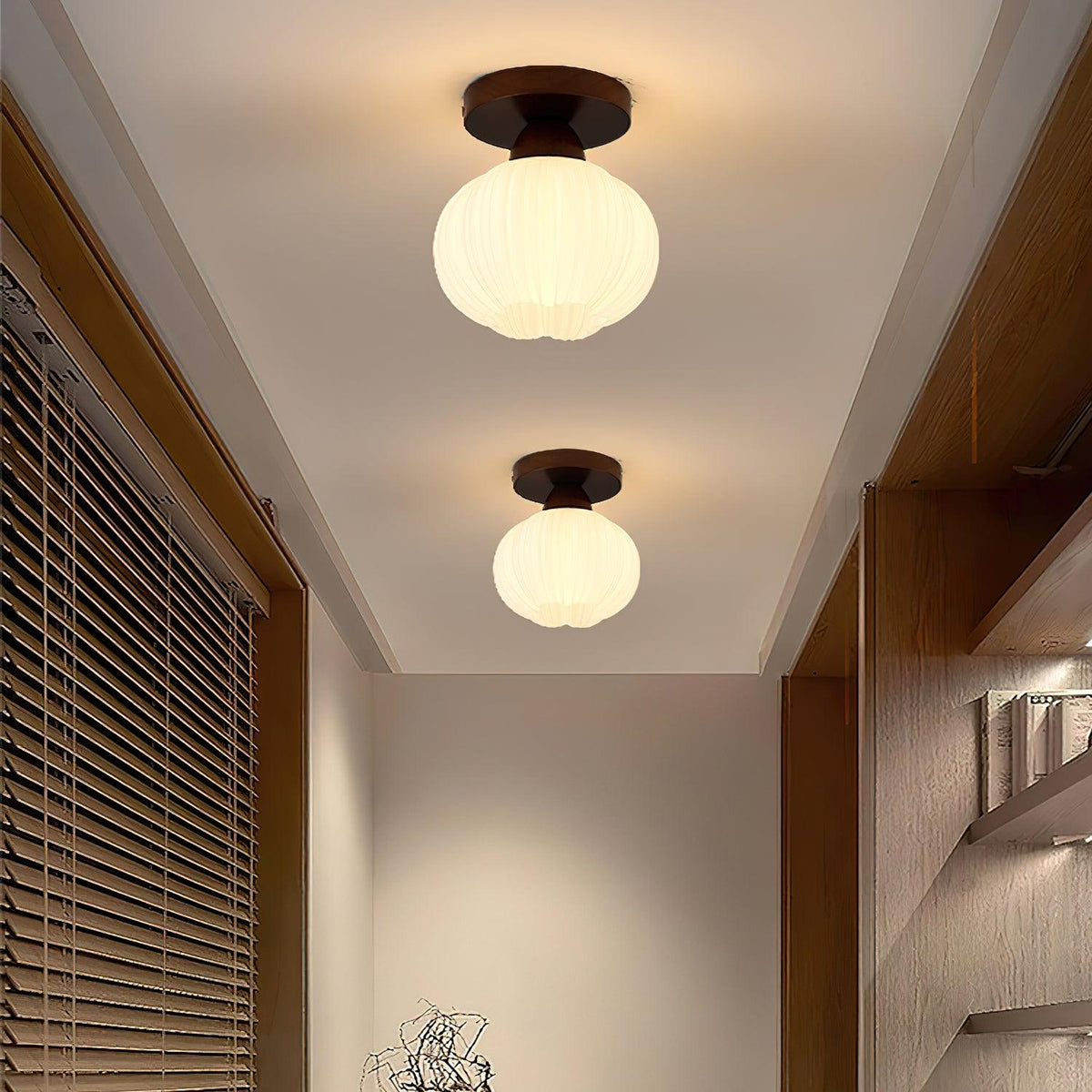 Qivara Wood Ceiling Lamp-Moonnatur