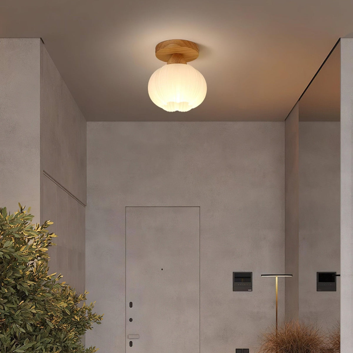 Qivara Wood Ceiling Lamp-Moonnatur