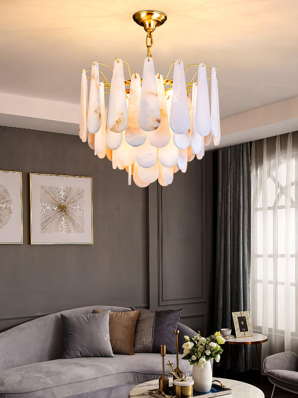 Savenenis Alabaster Chandelier-Moonnatur