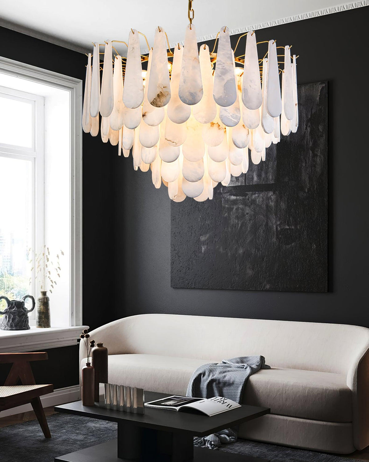 Savenenis Alabaster Chandelier-Moonnatur