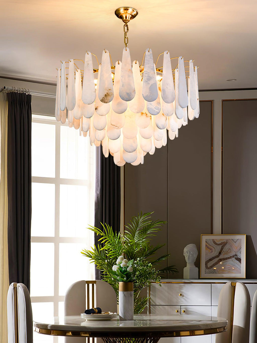 Savenenis Alabaster Chandelier-Moonnatur