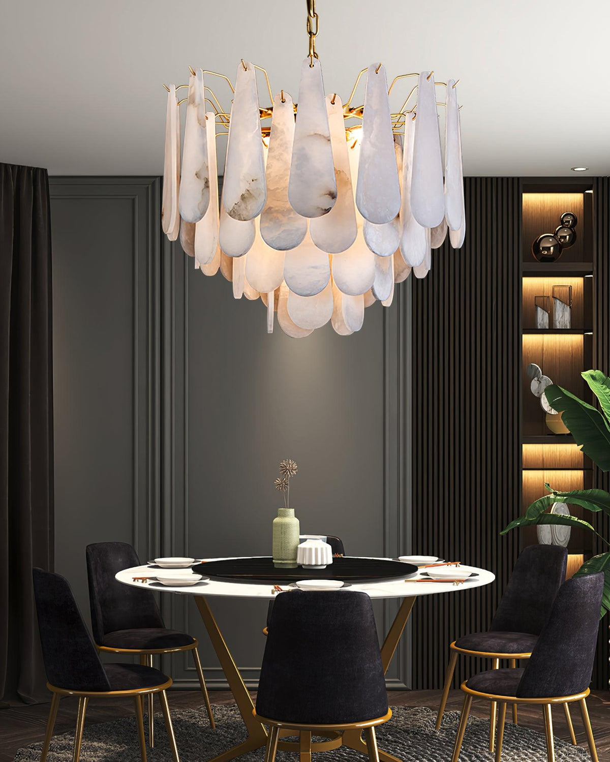 Savenenis Alabaster Chandelier-Moonnatur