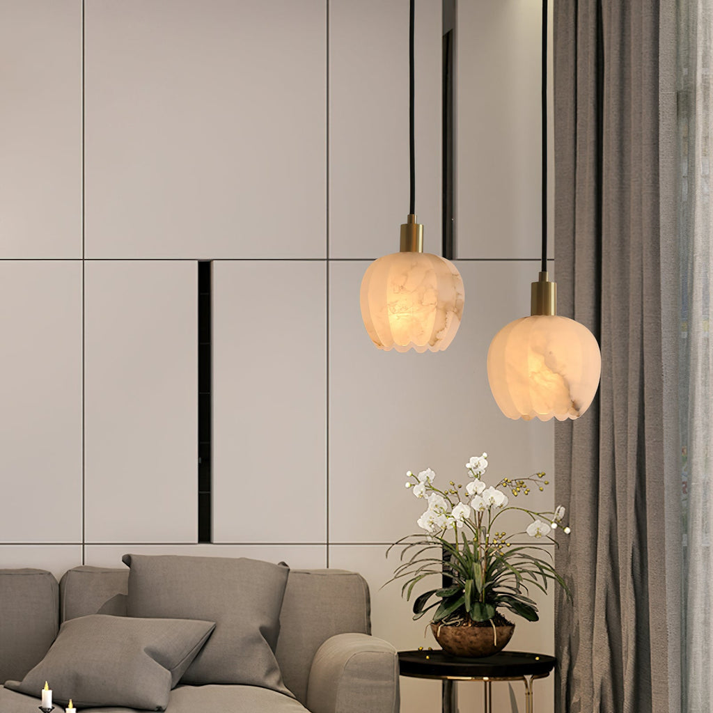 Garnelenora Alabaster Pendant Light-Moonnatur