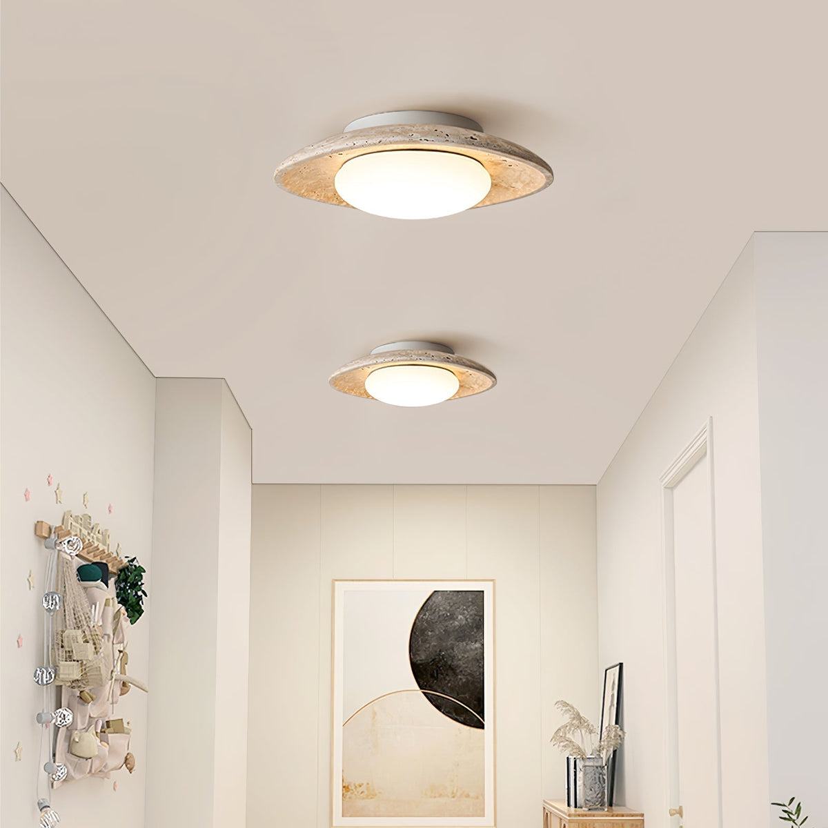 Aberford Travertine Ceiling Light-Moonnatur