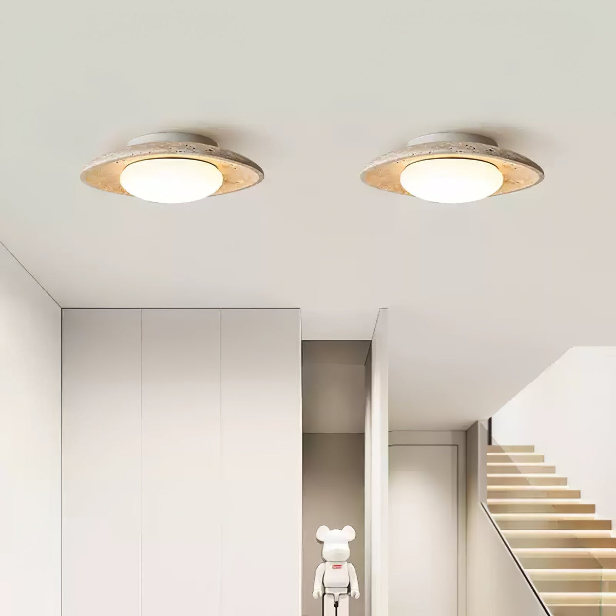 Aberford Travertine Ceiling Light-Moonnatur