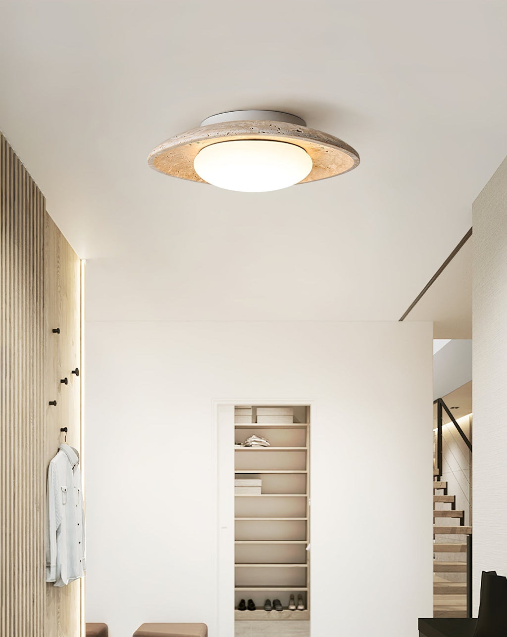Aberford Travertine Ceiling Light-Moonnatur