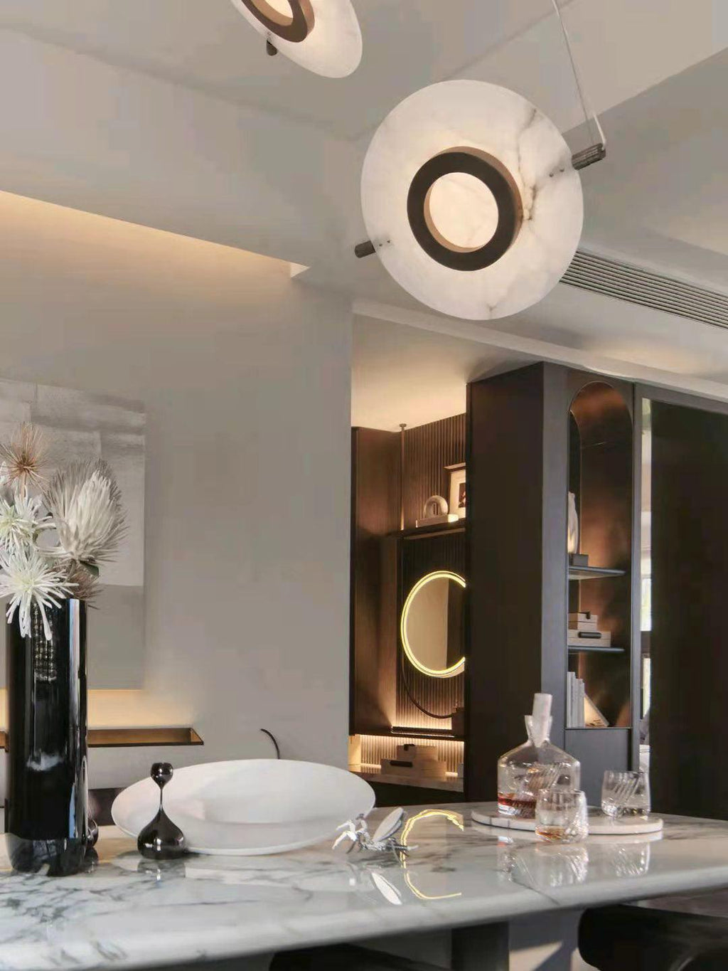 Lovenhill Alabaster Pendant Light-Moonnatur