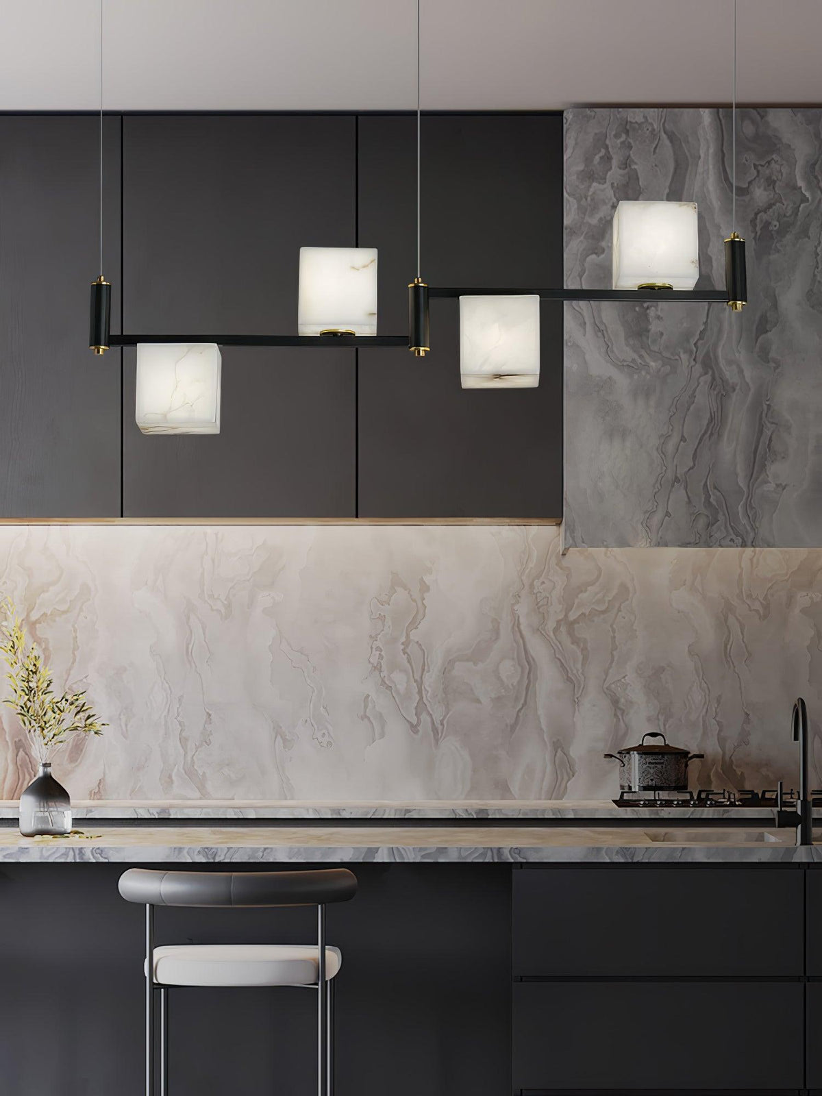 Fendelelis Alabaster Chandelier-Moonnatur