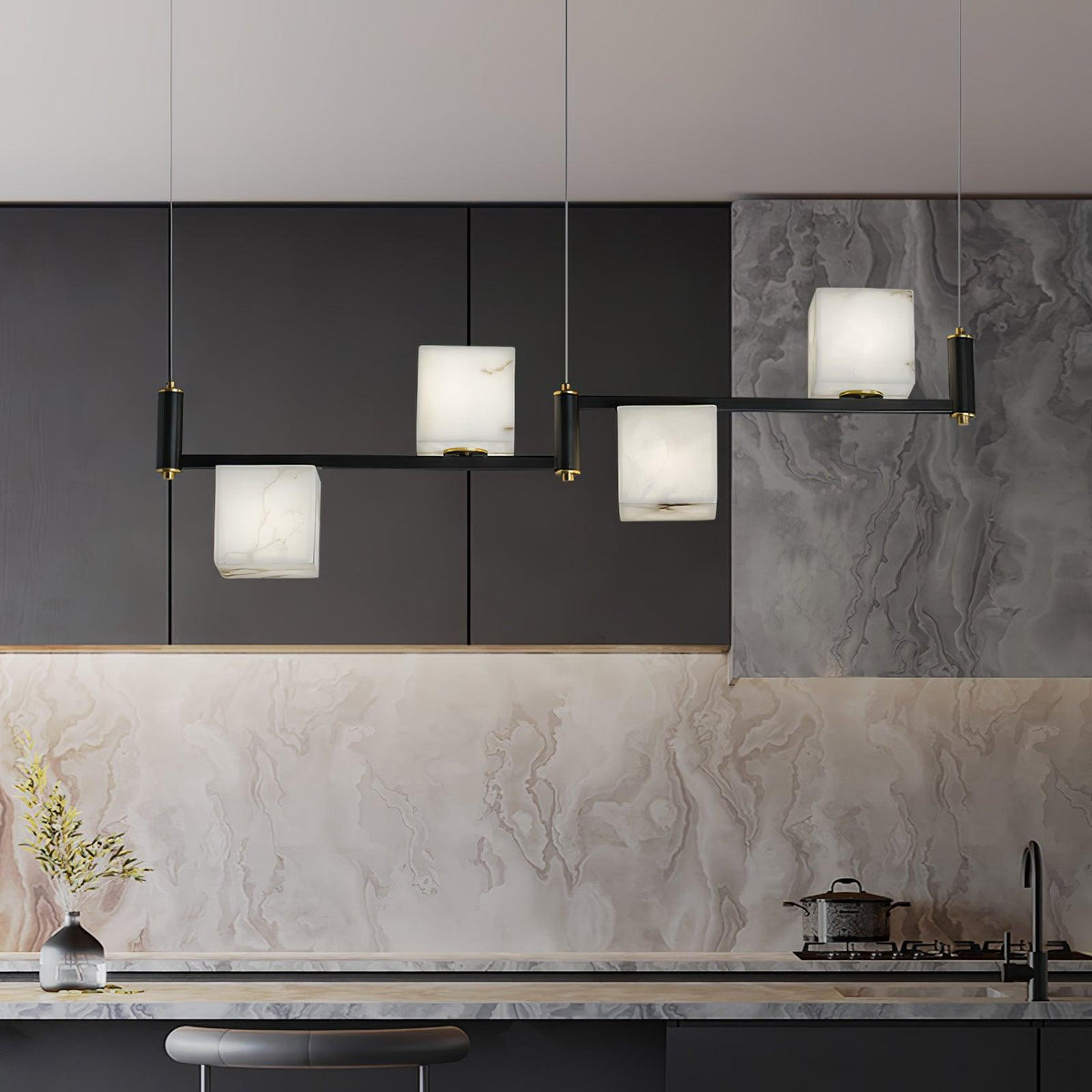 Fendelelis Alabaster Chandelier-Moonnatur