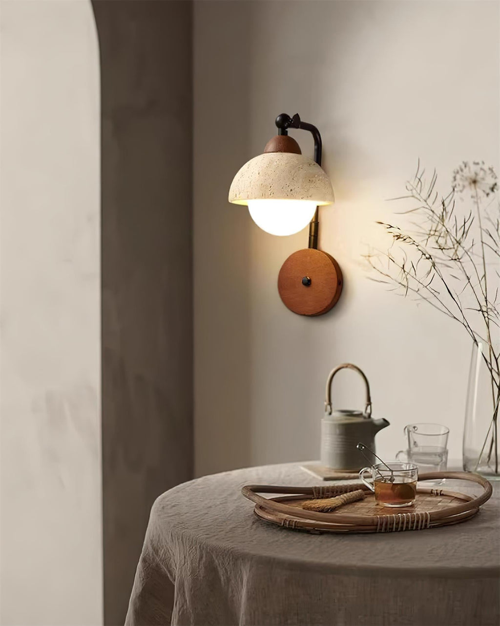 Lindelwren Travertine Wall Light-Moonnatur