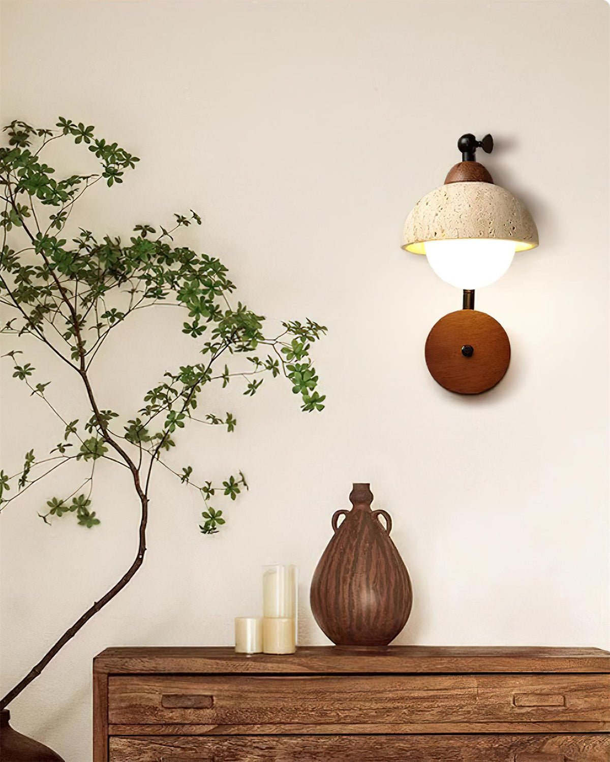 Lindelwren Travertine Wall Light-Moonnatur