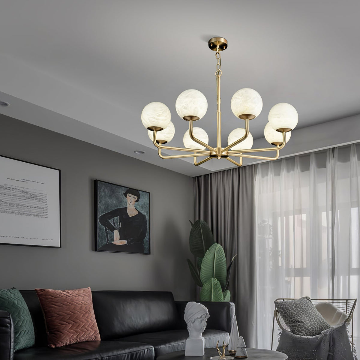 Avrenley Alabaster Chandelier-Moonnatur