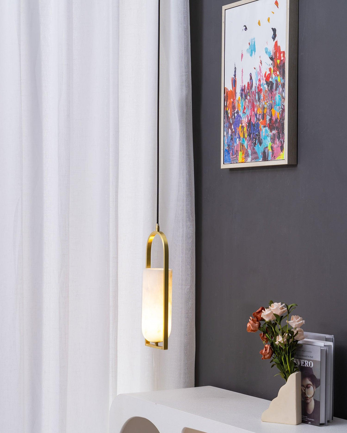 Mardenwren Alabaster Pendant Light-Moonnatur