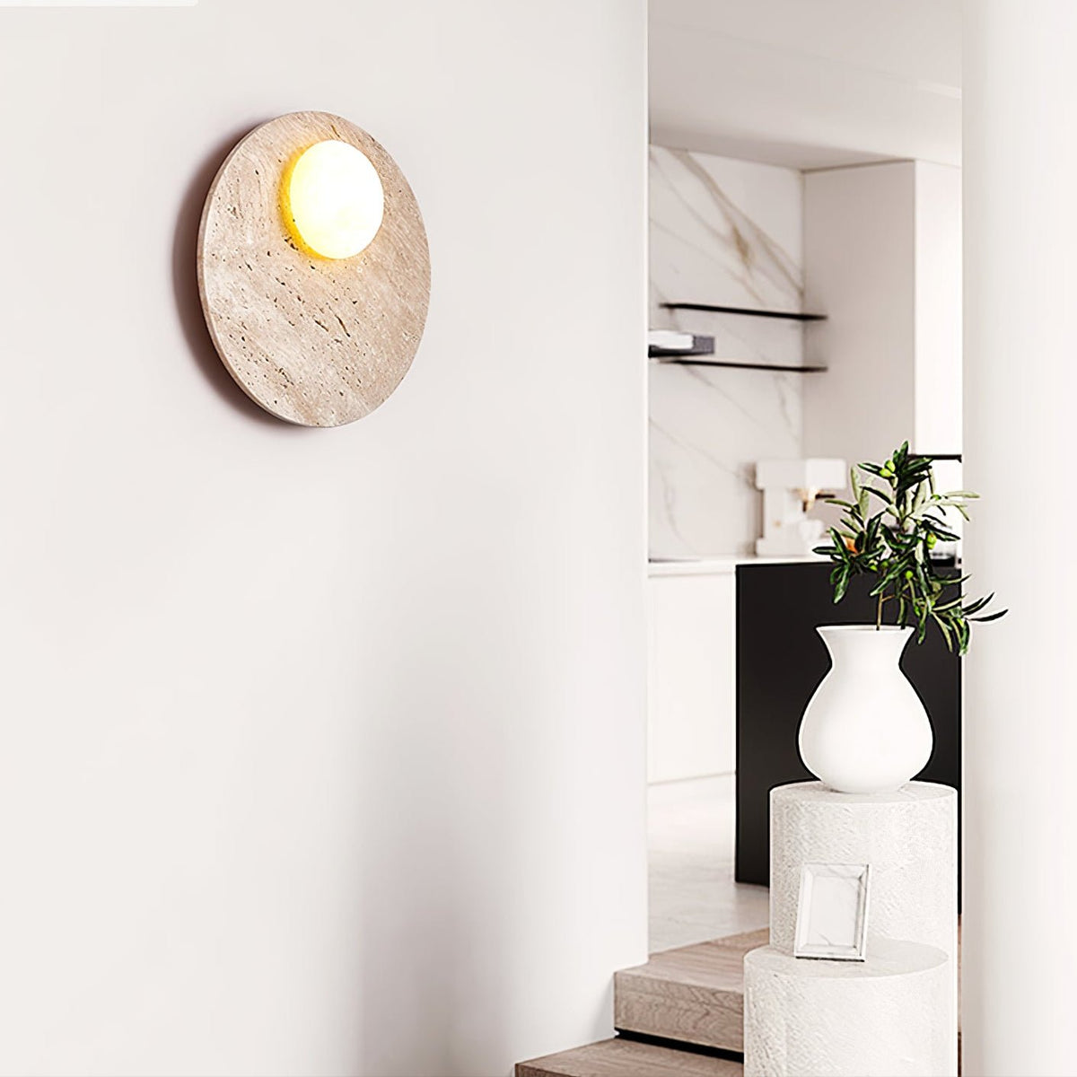 Norrelelle Travertine Wall Light-Moonnatur
