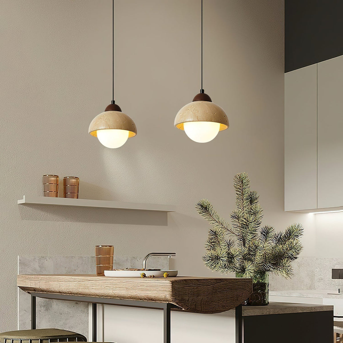 Fendelora Travertine Pendant Light-Moonnatur