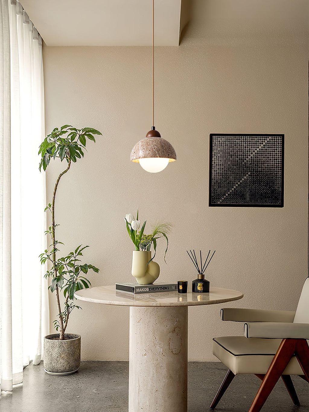 Fendelora Travertine Pendant Light-Moonnatur