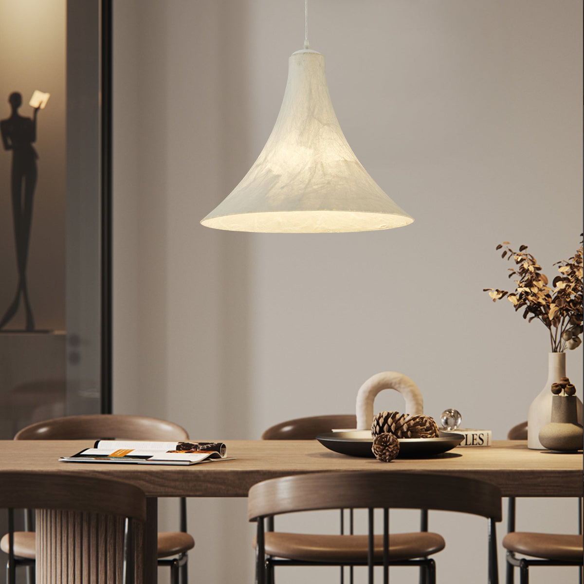 Lyrenaria Mulberry Silk Pendant Light-Moonnatur