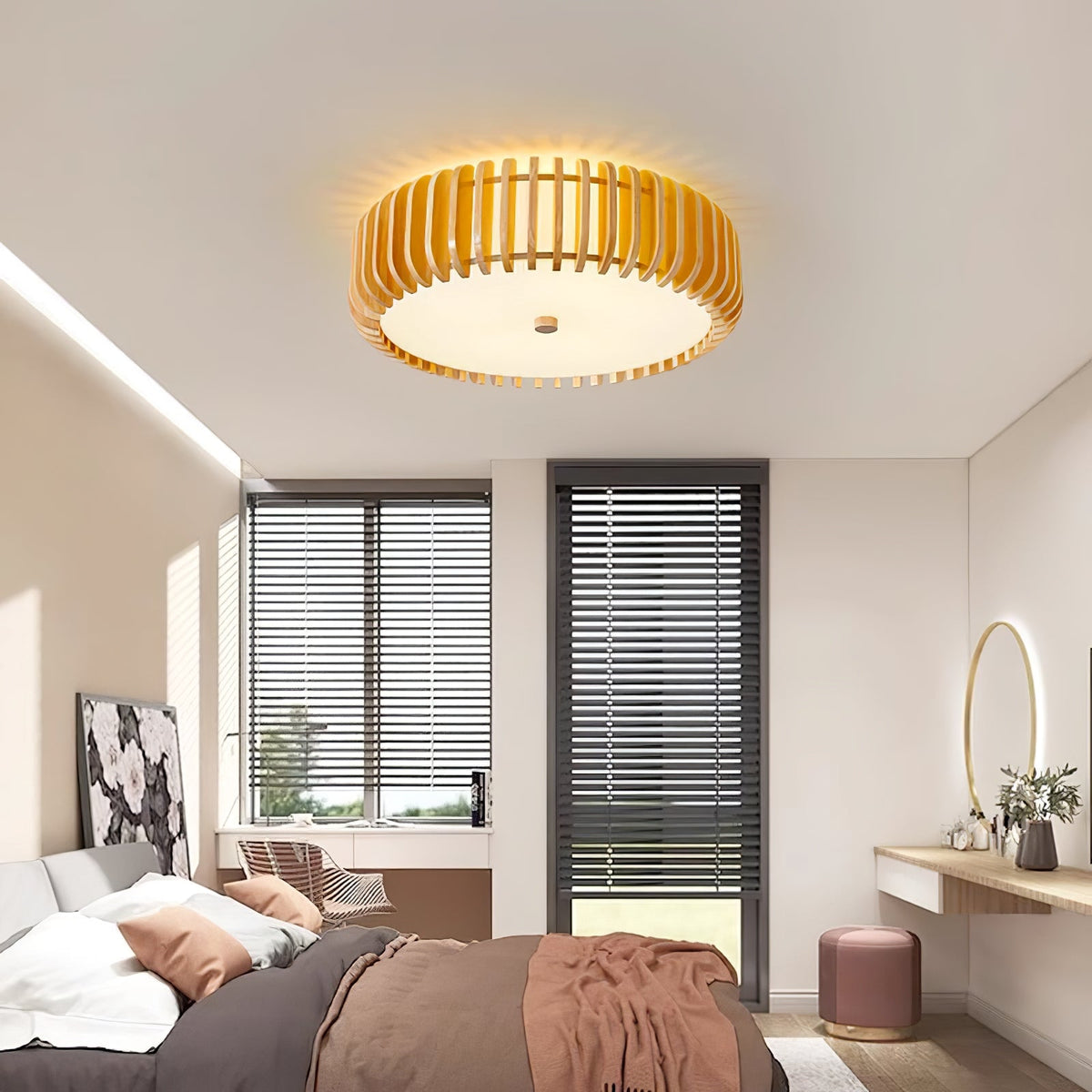 Gleniel Wood Ceiling Light-Moonnatur
