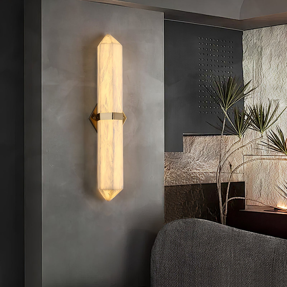 Garnelenelle Alabaster Wall Light-Moonnatur