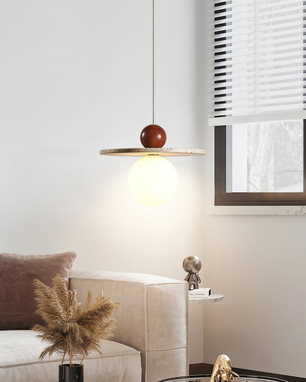 Darnelora Travertine Pendant Light-Moonnatur