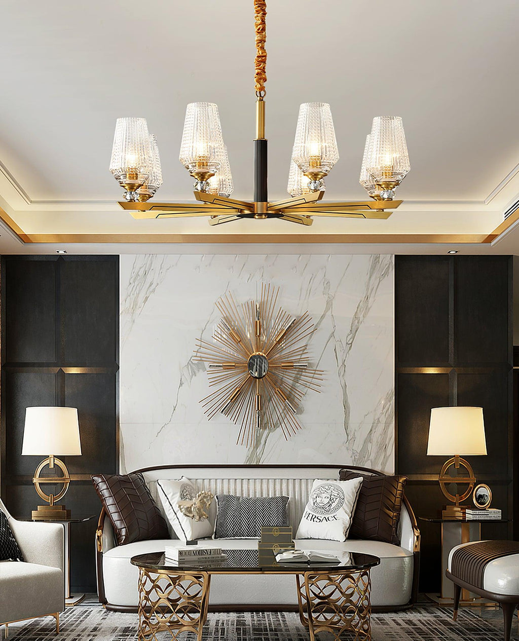 Grevune Glass Chandelier-Moonnatur