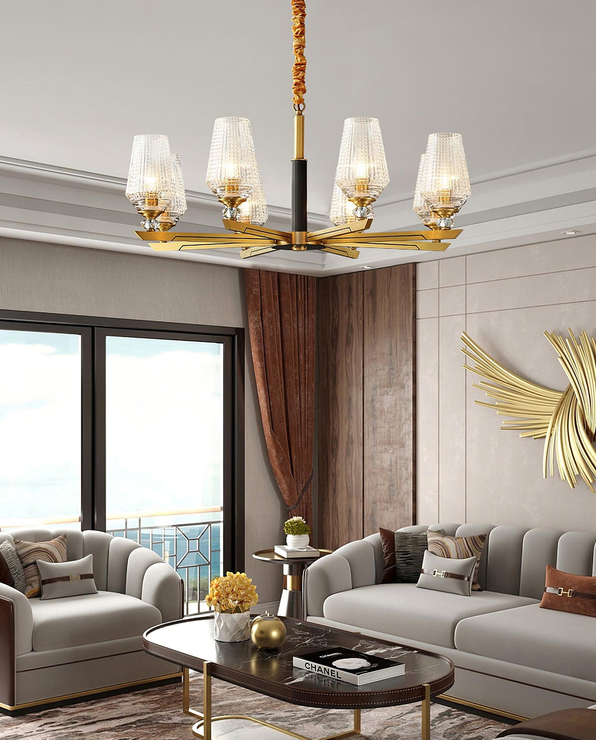 Grevune Glass Chandelier-Moonnatur
