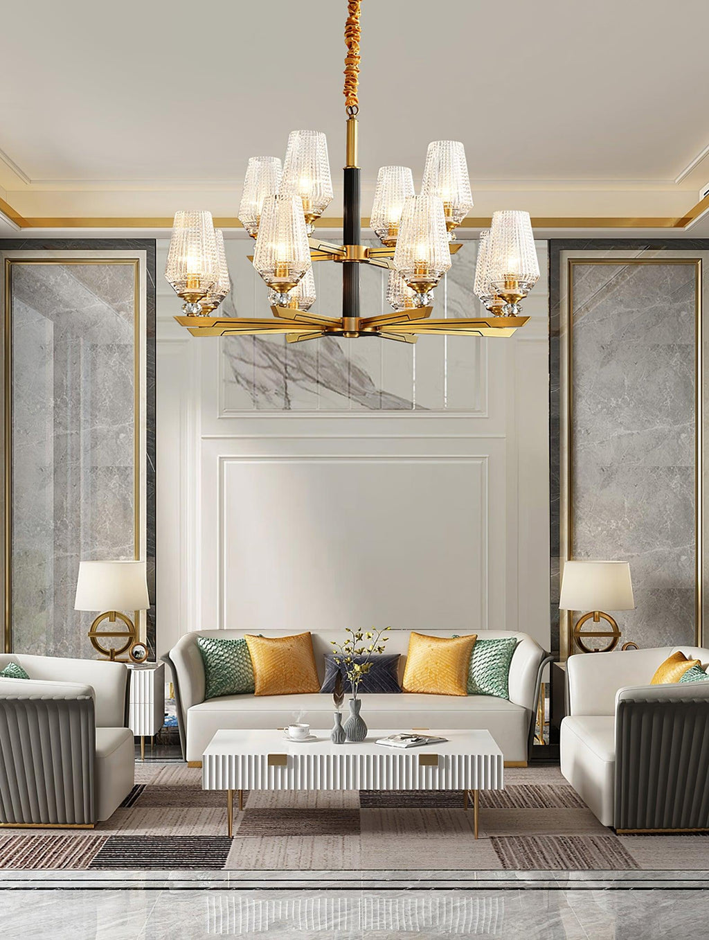 Grevune Glass Chandelier-Moonnatur