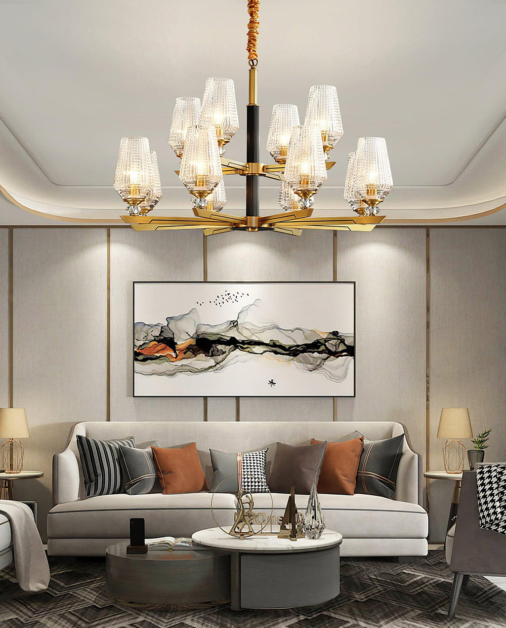Grevune Glass Chandelier-Moonnatur