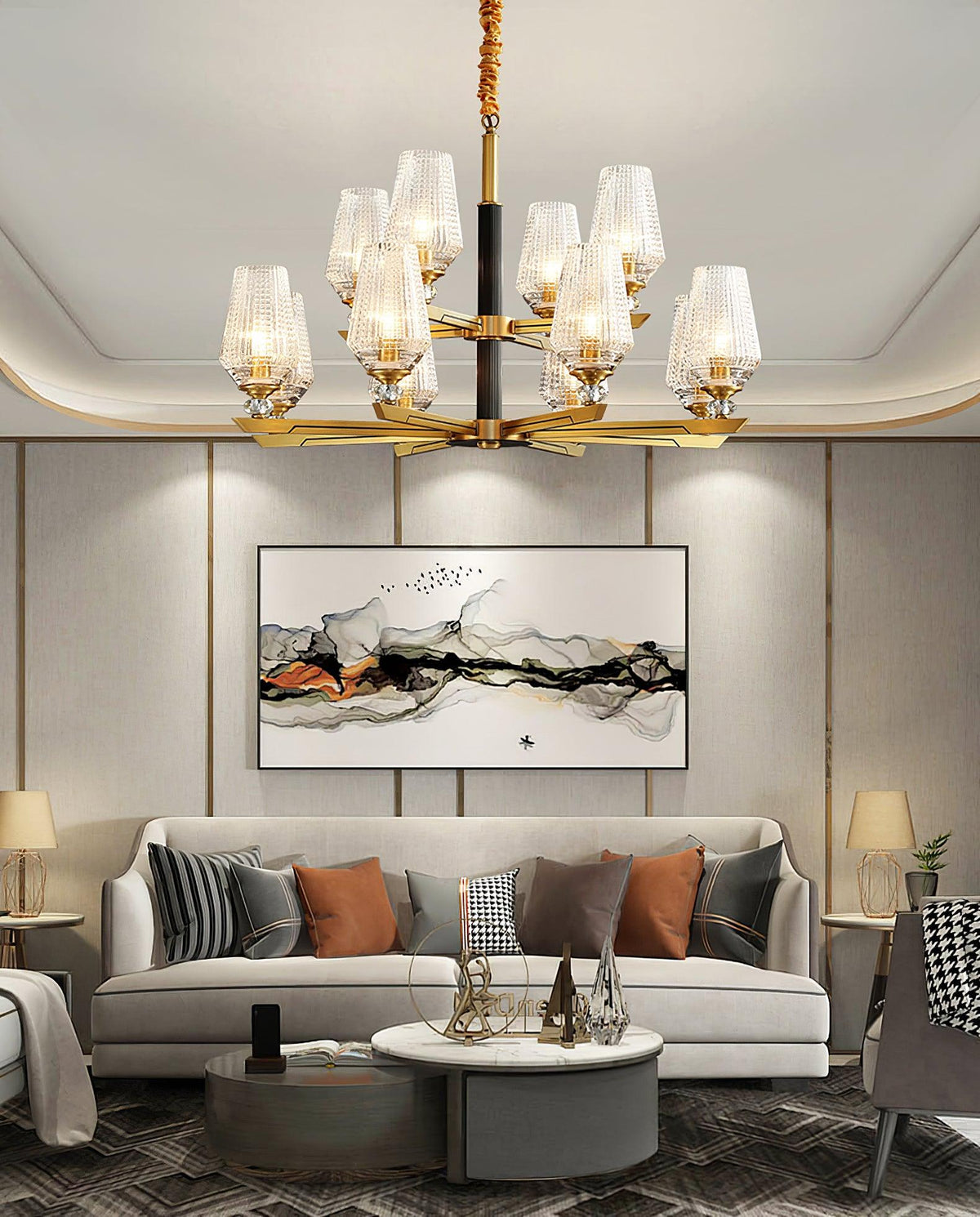 Grevune Glass Chandelier-Moonnatur