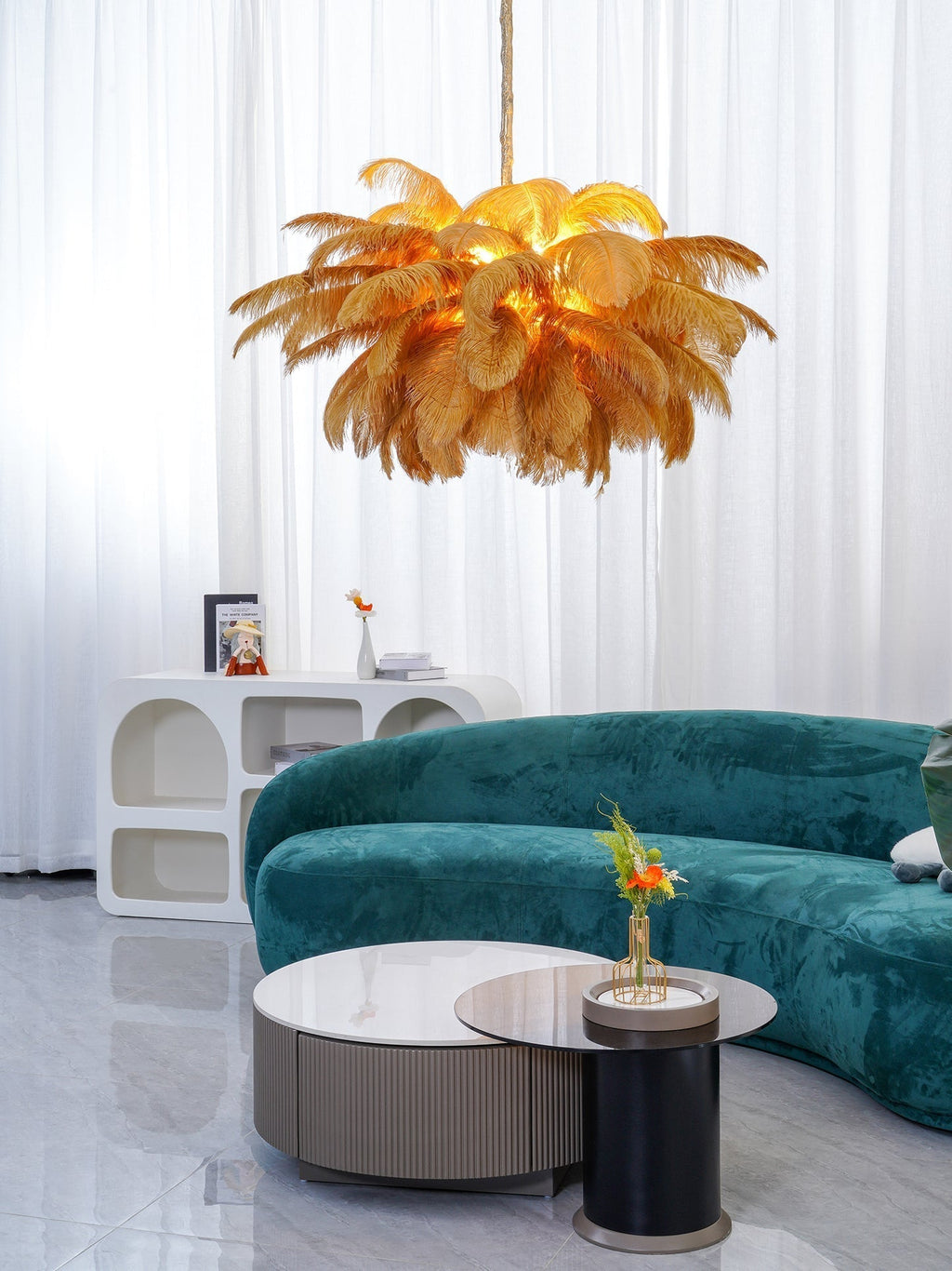 Kardenina Feather Chandelier-Moonnatur