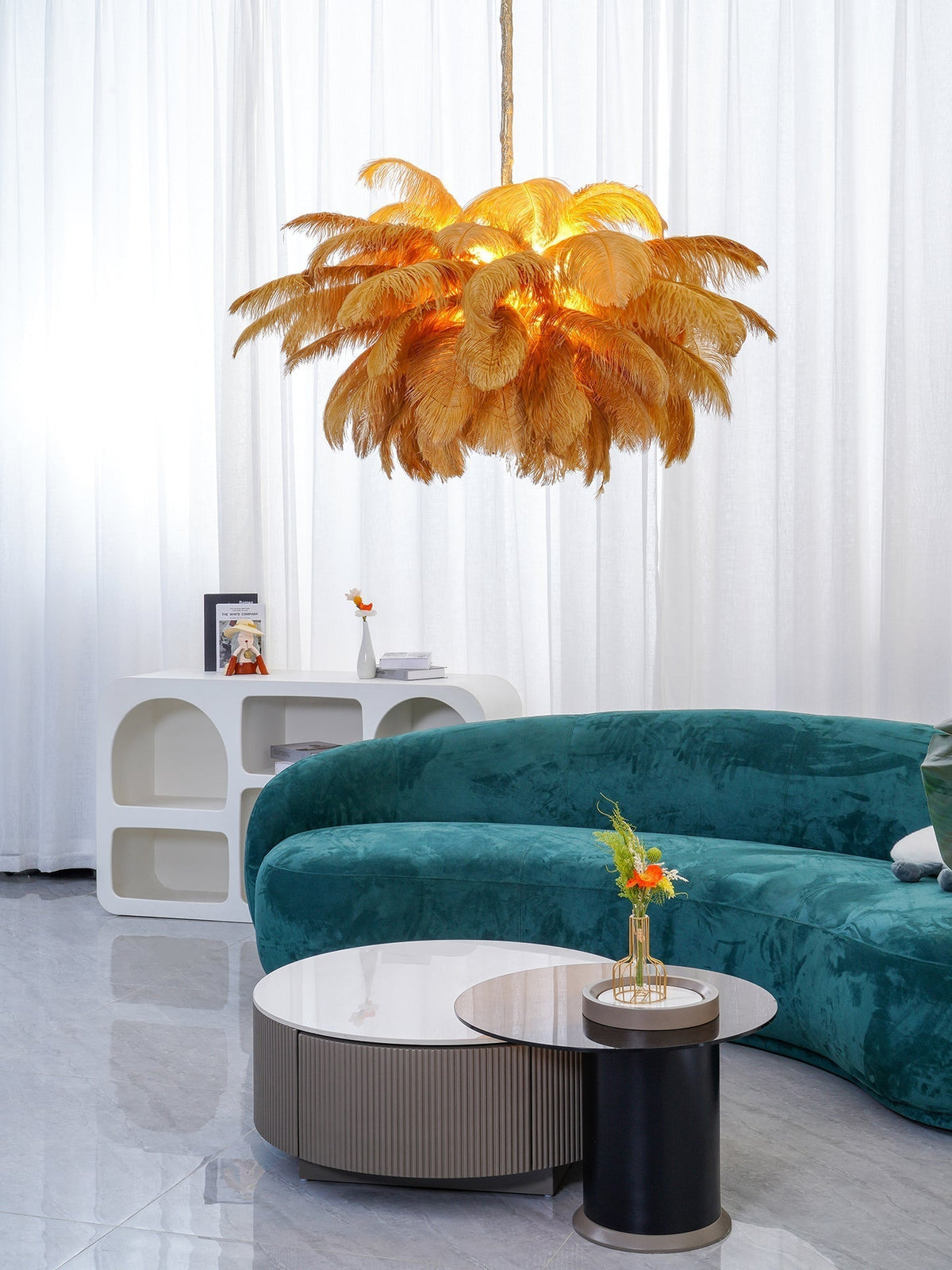Kardenina Feather Chandelier-Moonnatur