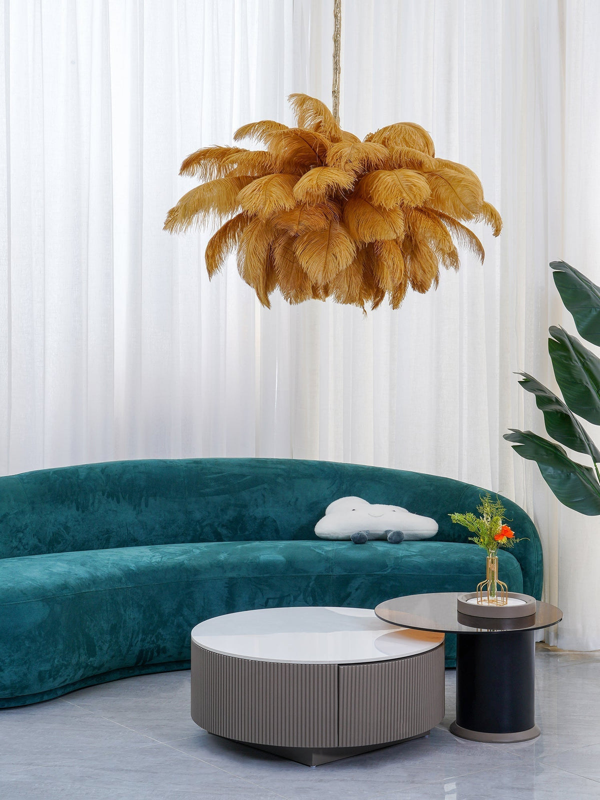 Kardenina Feather Chandelier-Moonnatur