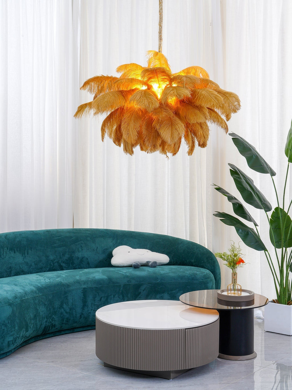 Kardenina Feather Chandelier-Moonnatur
