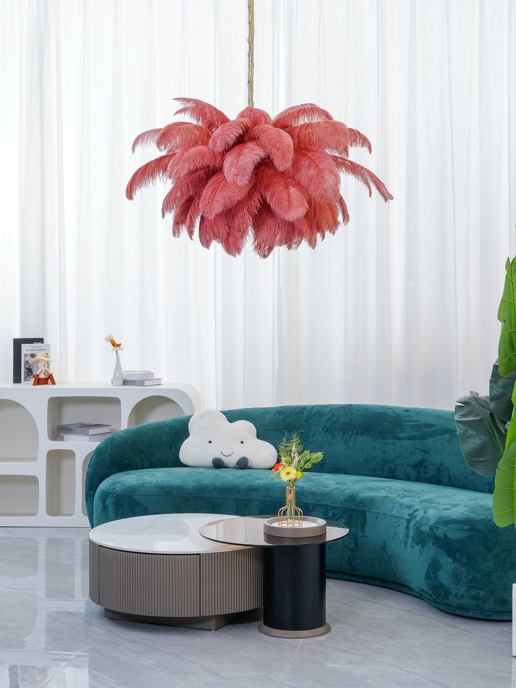 Kardenina Feather Chandelier-Moonnatur