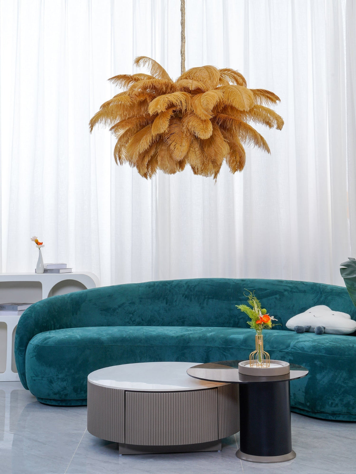 Kardenina Feather Chandelier-Moonnatur